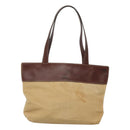 CHANEL COCO Mark Tote Bag Leather Canvas Beige CC Auth 117522-13