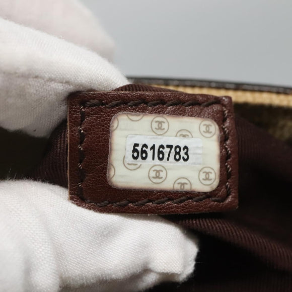 CHANEL COCO Mark Tote Bag Leather Canvas Beige CC Auth 117522