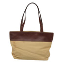 CHANEL COCO Mark Tote Bag Leather Canvas Beige CC Auth 117522-2