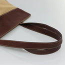 CHANEL COCO Mark Tote Bag Leather Canvas Beige CC Auth 117522-7