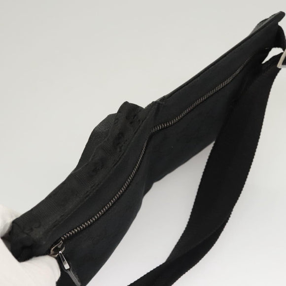 GUCCI GG Canvas Waist bag Black Silver 28566 Auth 117524