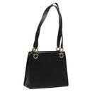 Salvatore Ferragamo Gancini Shoulder Bag Leather Black Gold Auth 117541-1