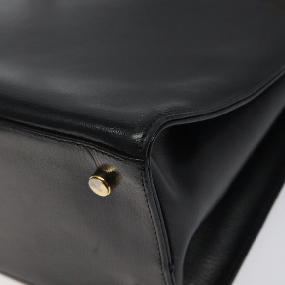 Salvatore Ferragamo Gancini Shoulder Bag Leather Black Gold Auth 117541
