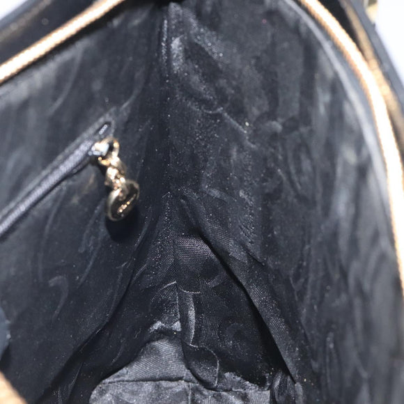 Salvatore Ferragamo Gancini Shoulder Bag Leather Black Gold Auth 117541