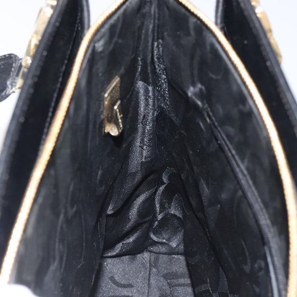 Salvatore Ferragamo Gancini Shoulder Bag Leather Black Gold Auth 117541