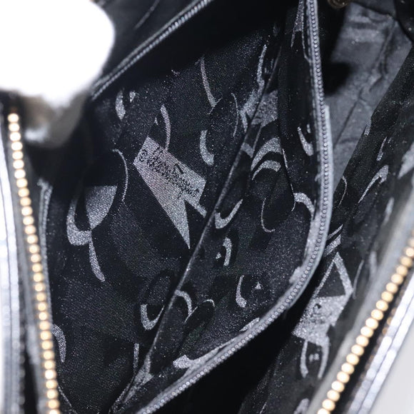 Salvatore Ferragamo Gancini Shoulder Bag Leather Black Gold Auth 117541