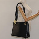 Salvatore Ferragamo Gancini Shoulder Bag Leather Black Gold Auth 117541-22