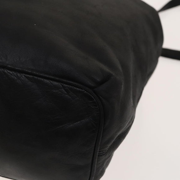 LOEWE Anagram Shoulder Bag Leather Black Gold Auth 117544