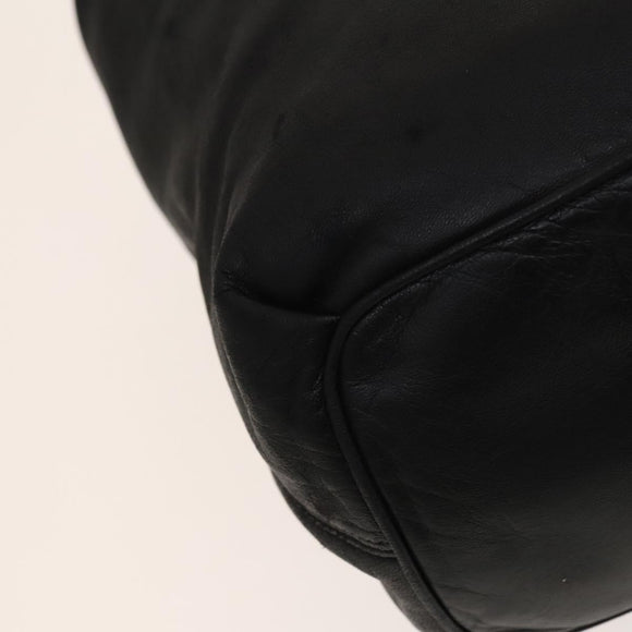 LOEWE Anagram Shoulder Bag Leather Black Gold Auth 117544