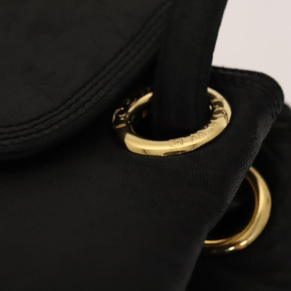 LOEWE Anagram Shoulder Bag Leather Black Gold Auth 117544