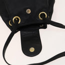 LOEWE Anagram Shoulder Bag Leather Black Gold Auth 117544-10