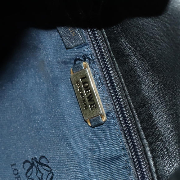 LOEWE Anagram Shoulder Bag Leather Black Gold Auth 117544