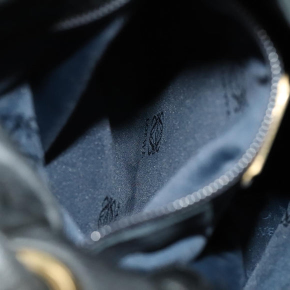 LOEWE Anagram Shoulder Bag Leather Black Gold Auth 117544