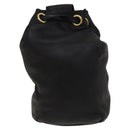 LOEWE Anagram Shoulder Bag Leather Black Gold Auth 117544-2