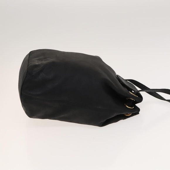 LOEWE Anagram Shoulder Bag Leather Black Gold Auth 117544