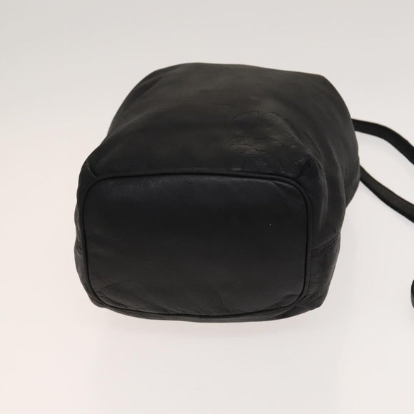 LOEWE Anagram Shoulder Bag Leather Black Gold Auth 117544