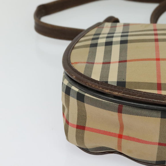 Burberrys Nova Check Shoulder Bag Canvas Beige Gold Auth 117545