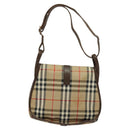 Burberrys Nova Check Shoulder Bag Canvas Beige Gold Auth 117545-2
