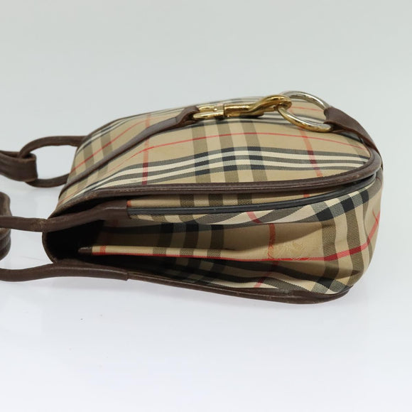 Burberrys Nova Check Shoulder Bag Canvas Beige Gold Auth 117545