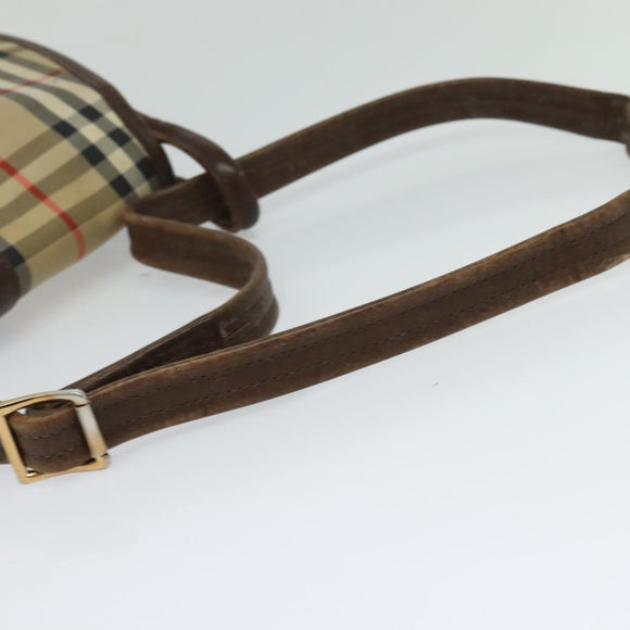 Burberrys Nova Check Shoulder Bag Canvas Beige Gold Auth 117545