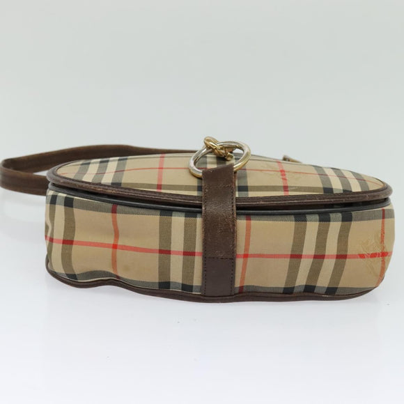 Burberrys Nova Check Shoulder Bag Canvas Beige Gold Auth 117545