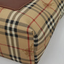 BURBERRY Nova Check Tote Bag PVC Leather Beige Auth 117546A-9