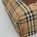 BURBERRY Nova Check Tote Bag PVC Leather Beige Auth 117546A-14