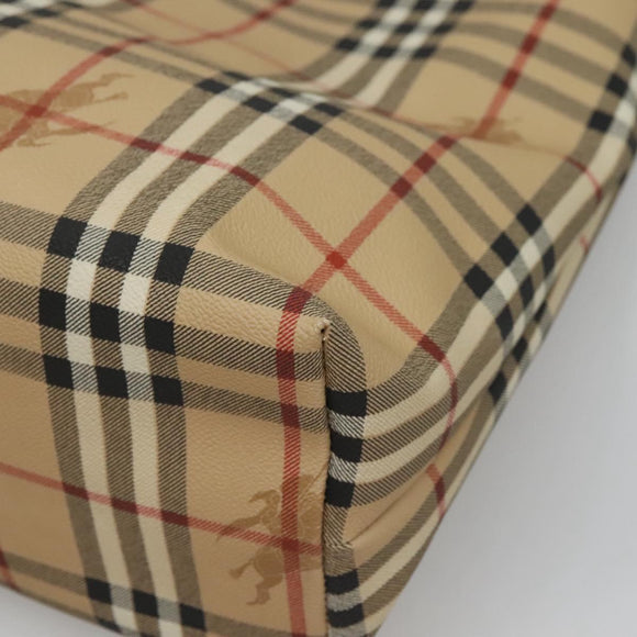 BURBERRY Nova Check Tote Bag PVC Leather Beige Auth 117546A