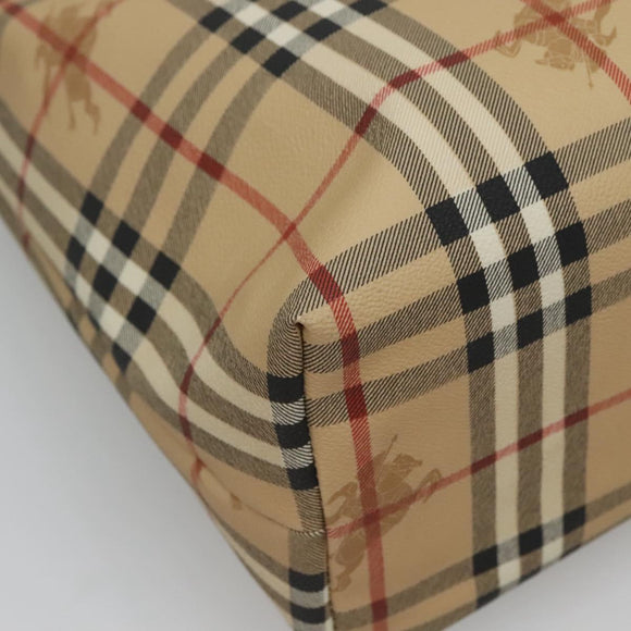 BURBERRY Nova Check Tote Bag PVC Leather Beige Auth 117546A