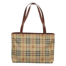 BURBERRY Nova Check Tote Bag PVC Leather Beige Auth 117546A-2