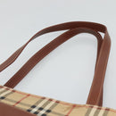 BURBERRY Nova Check Tote Bag PVC Leather Beige Auth 117546A-8