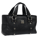 MCM Hand Bag Leather Black Silver Auth 117564-1