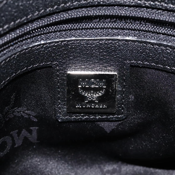 MCM Hand Bag Leather Black Silver Auth 117564