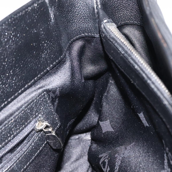 MCM Hand Bag Leather Black Silver Auth 117564