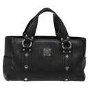 MCM Hand Bag Leather Black Silver Auth 117564-13