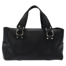 MCM Hand Bag Leather Black Silver Auth 117564-2