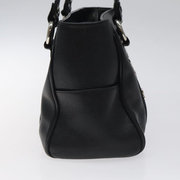 MCM Hand Bag Leather Black Silver Auth 117564