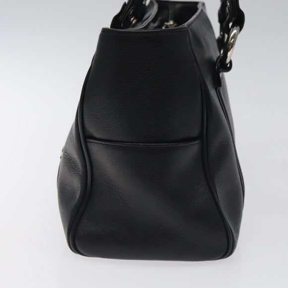 MCM Hand Bag Leather Black Silver Auth 117564