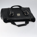 MCM Hand Bag Leather Black Silver Auth 117564-6
