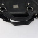 MCM Hand Bag Leather Black Silver Auth 117564-7