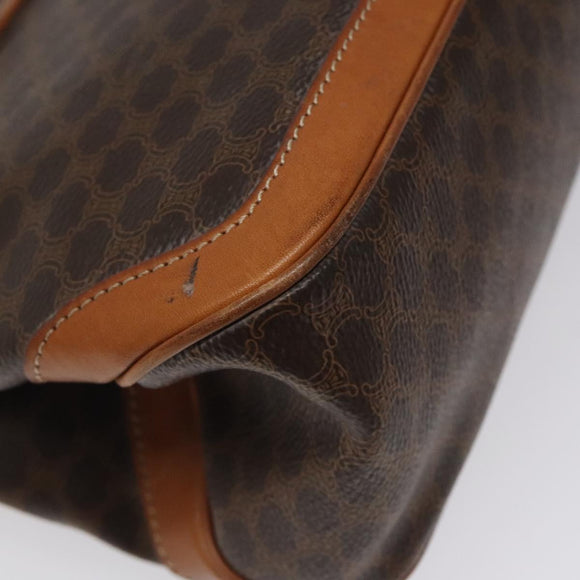 CELINE Macadam Canvas Hand Bag PVC Leather Brown Gold Auth 117574