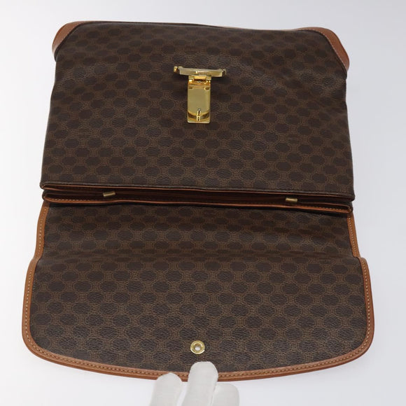 CELINE Macadam Canvas Hand Bag PVC Leather Brown Gold Auth 117574