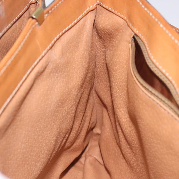 CELINE Macadam Canvas Hand Bag PVC Leather Brown Gold Auth 117574