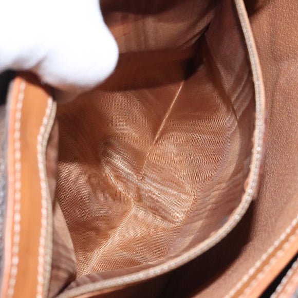 CELINE Macadam Canvas Hand Bag PVC Leather Brown Gold Auth 117574