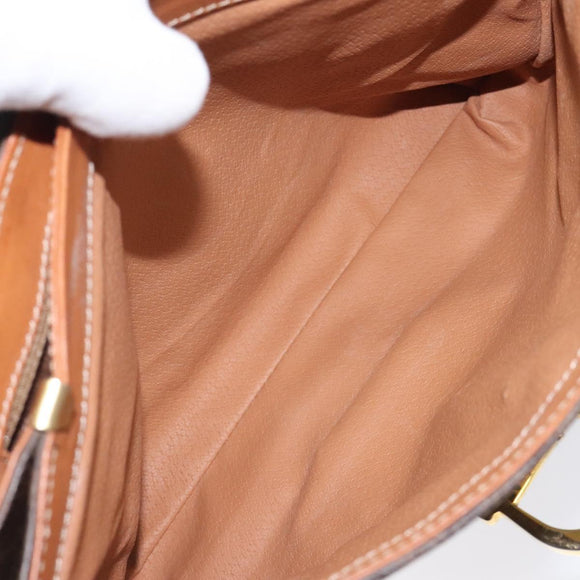 CELINE Macadam Canvas Hand Bag PVC Leather Brown Gold Auth 117574