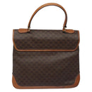 CELINE Macadam Canvas Hand Bag PVC Leather Brown Gold Auth 117574-2