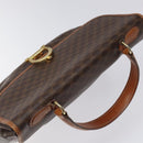 CELINE Macadam Canvas Hand Bag PVC Leather Brown Gold Auth 117574-6