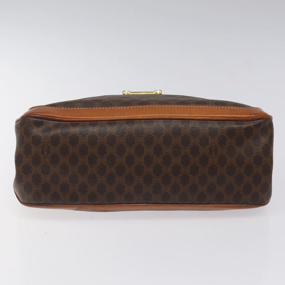 CELINE Macadam Canvas Hand Bag PVC Leather Brown Gold Auth 117574