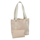 BVLGARI Logo Mania Tote Bag Canvas Pink White Silver Auth 117578-1