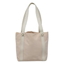 BVLGARI Logo Mania Tote Bag Canvas Pink White Silver Auth 117578-13